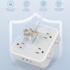 Surge Protector Flat Extension Cord Flat Plug Power Strip, 8 AC Outlets, 3 USB Charger(1 USB C Port) 3-Sided Outlet Extender, 5 Ft, 900 Joules Protection, Office Supplies, Dorm Room Essentials, Grey