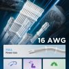 AsiaHorse 16AWG PSU Cable Extension Power Cords, Customized Power Supply Mod Sleeve Extension Cable, ATX/EPS/8-pin PCI-E/6-pin PCI-E for PSU Cable (Pure White)